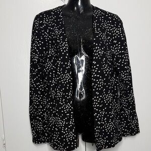 Women's Black Open-Front Printed Blazer